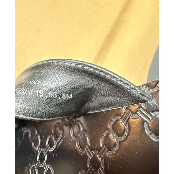 Tory Burch Monroe Black Leather Logo Flip Flops Womens Size 8M Embossed Sole - Picture 6 of 10